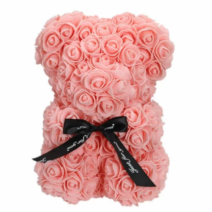 Romantic Valentine'S Day Creative Eternal Flower Rose Bear Christmas Gift Rose Bear Hug Bear Wedding Flower Decoration Gift