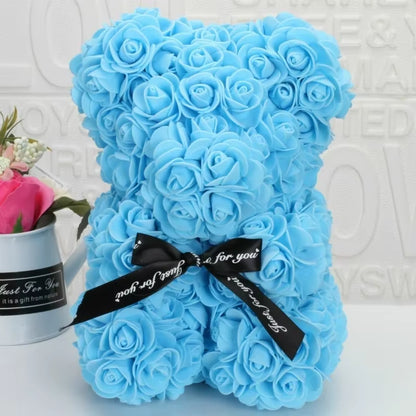 Romantic Valentine'S Day Creative Eternal Flower Rose Bear Christmas Gift Rose Bear Hug Bear Wedding Flower Decoration Gift